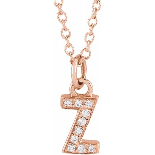 Natural Diamond Petite Initial Capital Letter Necklace
