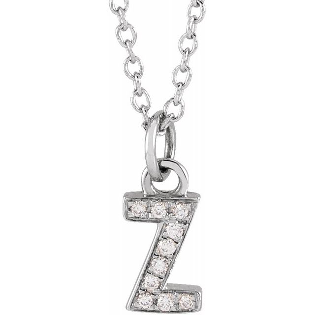 Natural Diamond Petite Initial Capital Letter Necklace