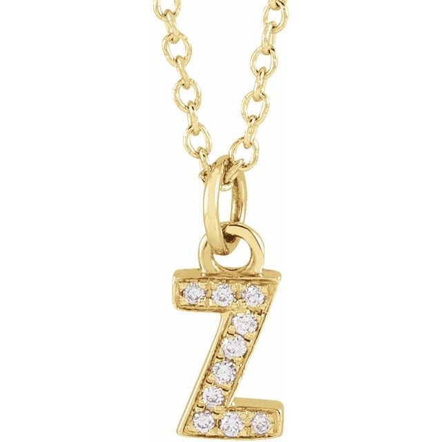 Natural Diamond Petite Initial Capital Letter Necklace