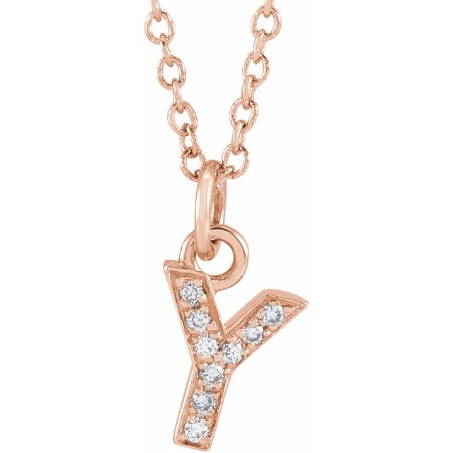 Natural Diamond Petite Initial Capital Letter Necklace