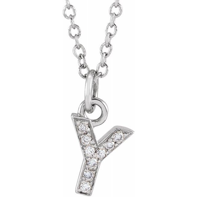 Natural Diamond Petite Initial Capital Letter Necklace