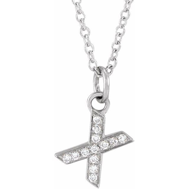 Natural Diamond Petite Initial Capital Letter Necklace