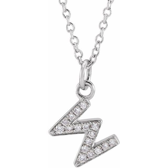 Natural Diamond Petite Initial Capital Letter Necklace