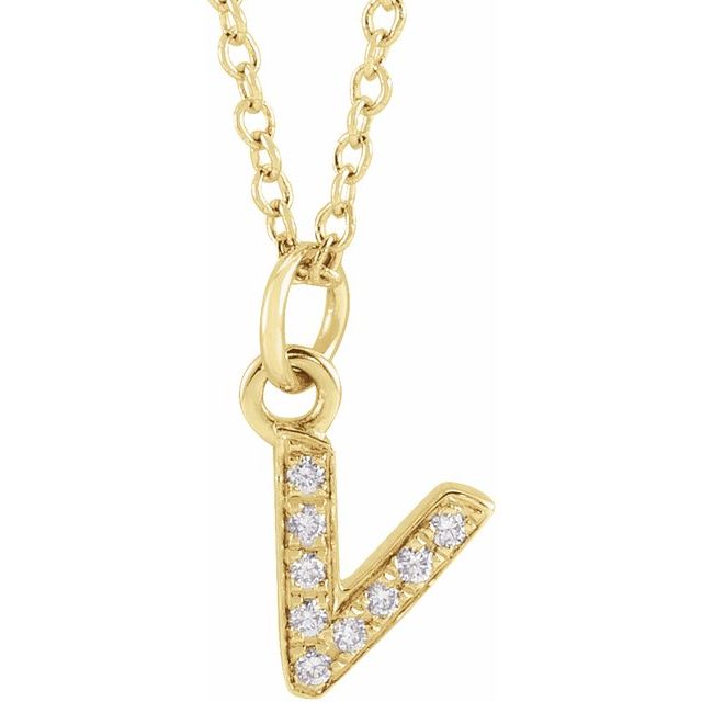 Natural Diamond Petite Initial Capital Letter Necklace