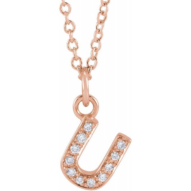 Natural Diamond Petite Initial Capital Letter Necklace