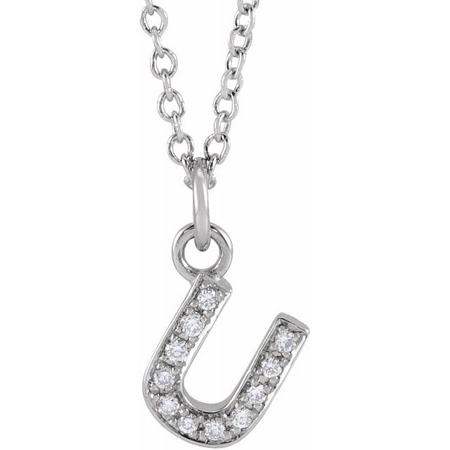 Natural Diamond Petite Initial Capital Letter Necklace