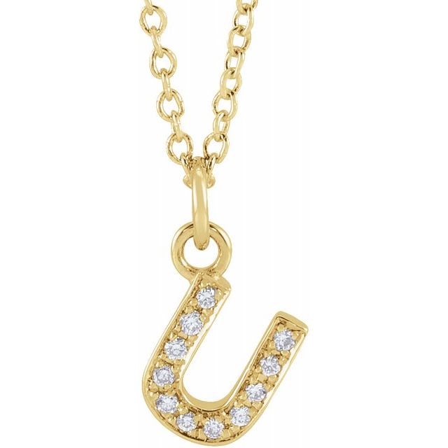 Natural Diamond Petite Initial Capital Letter Necklace