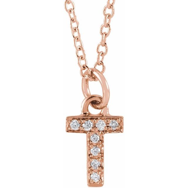 Natural Diamond Petite Initial Capital Letter Necklace
