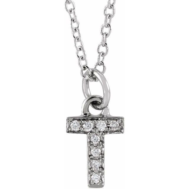 Natural Diamond Petite Initial Capital Letter Necklace