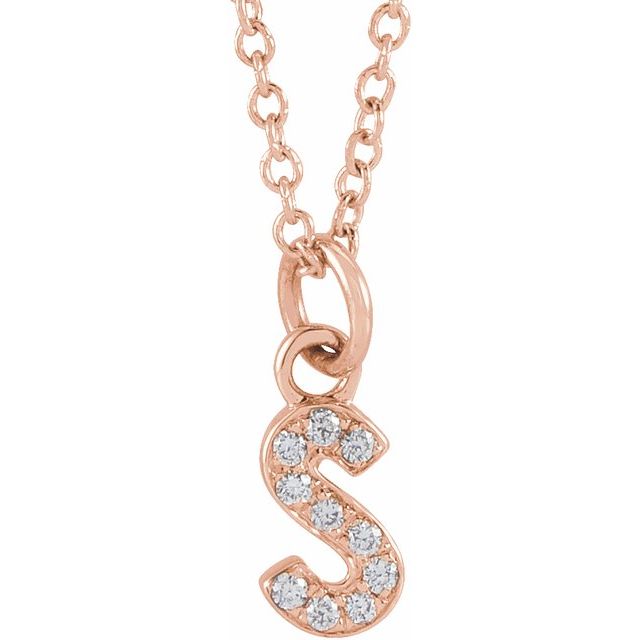 Natural Diamond Petite Initial Capital Letter Necklace