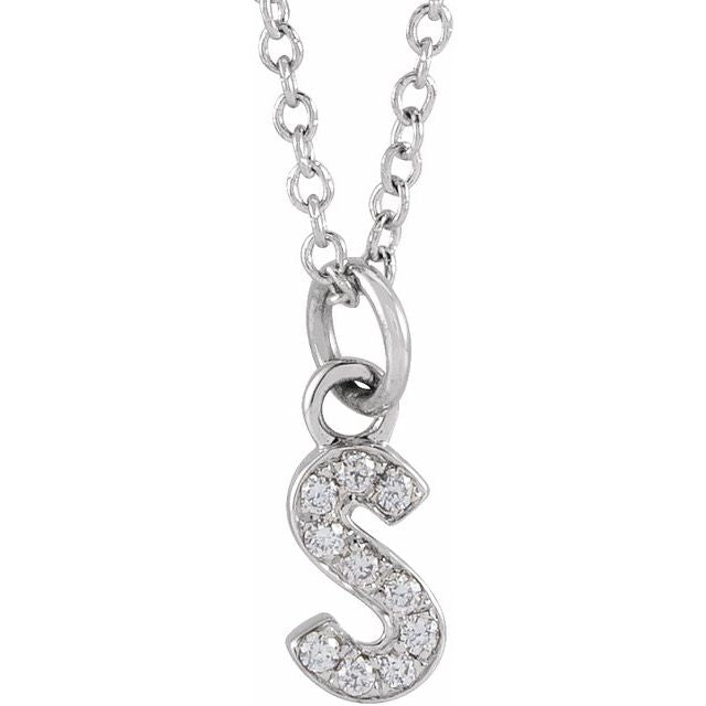Natural Diamond Petite Initial Capital Letter Necklace