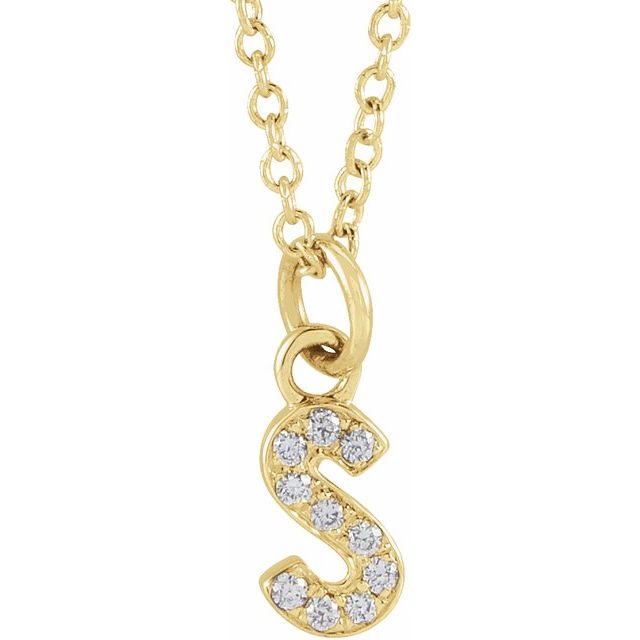 Natural Diamond Petite Initial Capital Letter Necklace