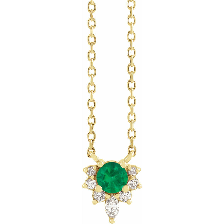 Starburst Emerald + Natural Diamond Necklace