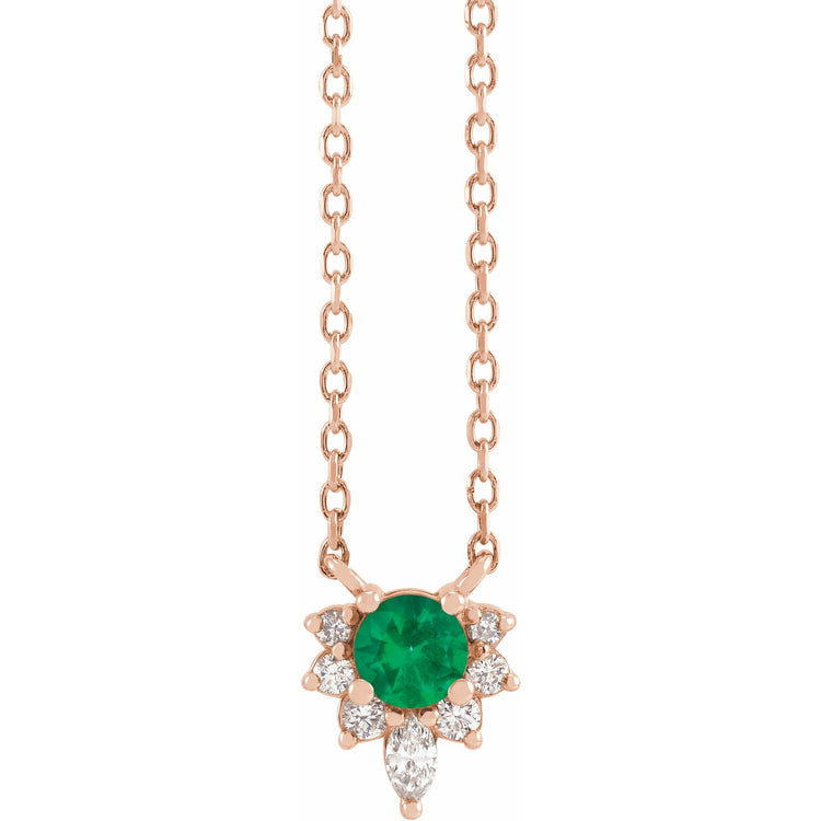 Starburst Emerald + Natural Diamond Necklace