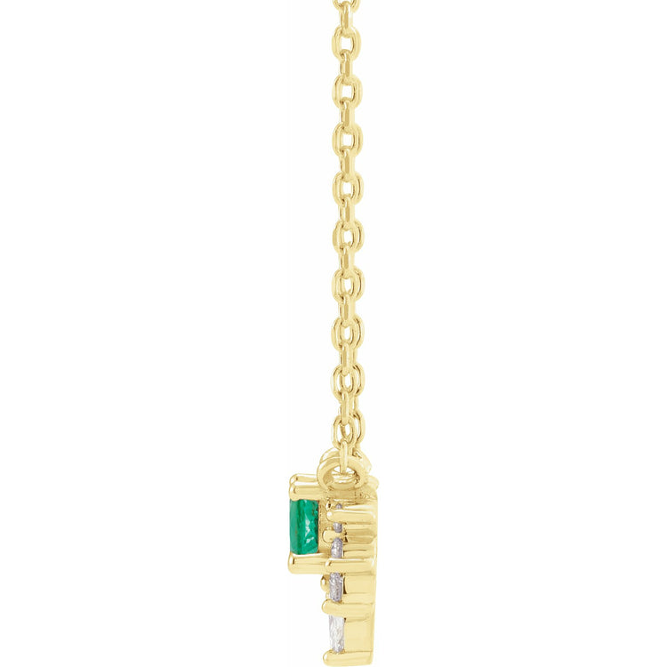 Starburst Emerald + Natural Diamond Necklace