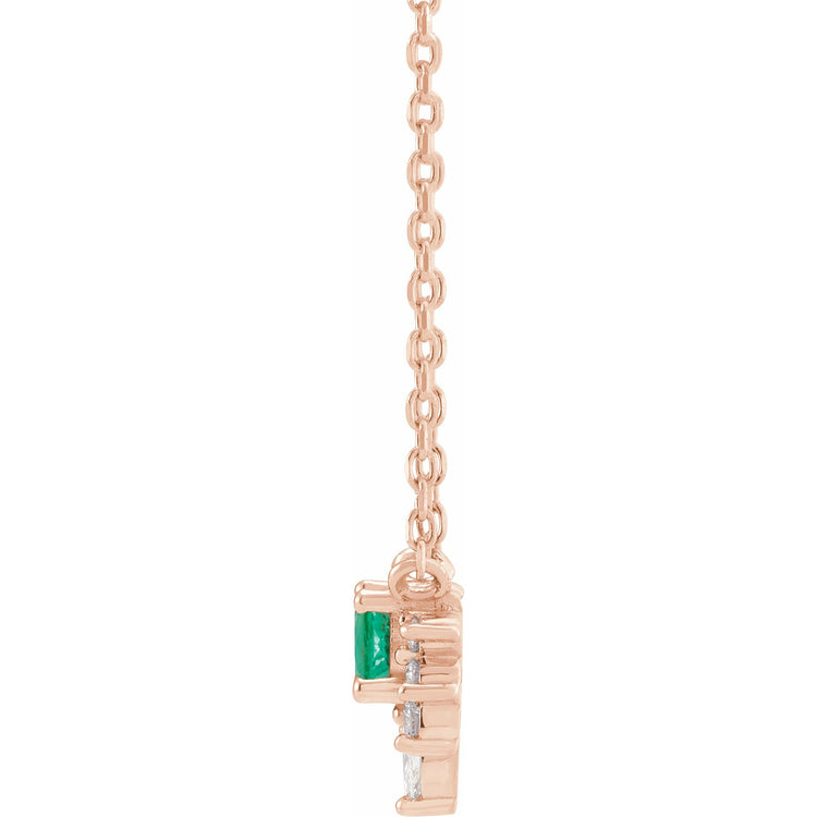 Starburst Emerald + Natural Diamond Necklace