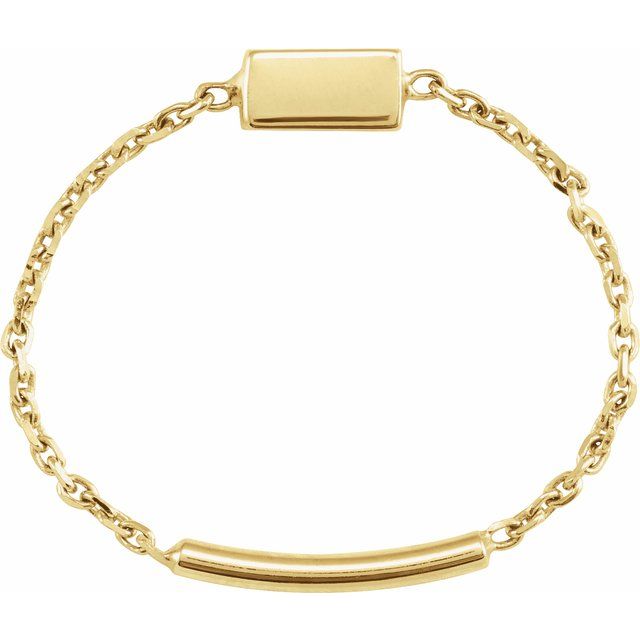Solid 14k Yellow Gold Bar Chain Ring
