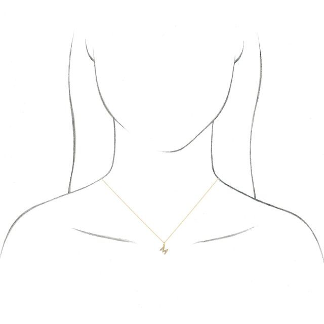 Natural Diamond Petite Initial Capital Letter Necklace