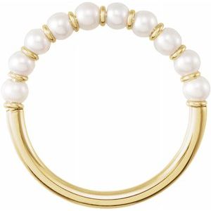 14K Yellow Gold Beaded Pearl Ring