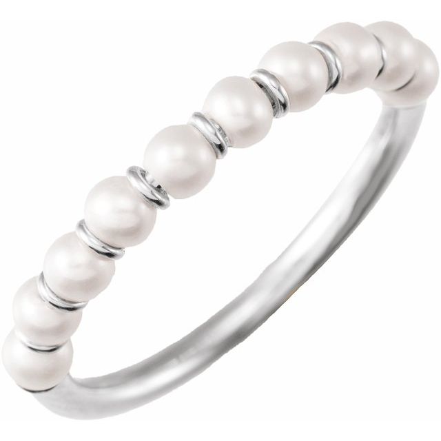 14K Yellow Gold Beaded Pearl Ring