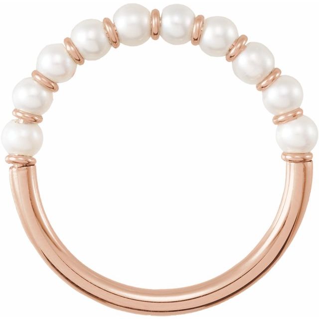 14K Yellow Gold Beaded Pearl Ring