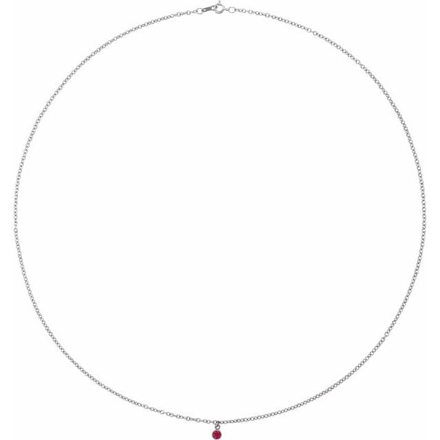 Natural Ruby Emerald Sapphire Micro Necklace