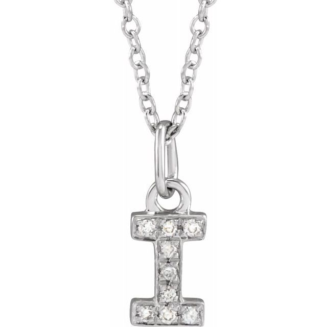 Natural Diamond Petite Initial Capital Letter Necklace