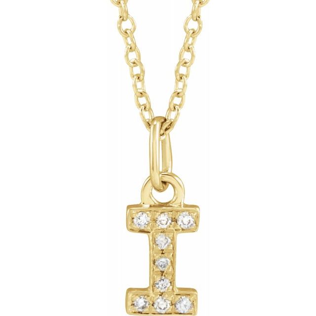 Natural Diamond Petite Initial Capital Letter Necklace