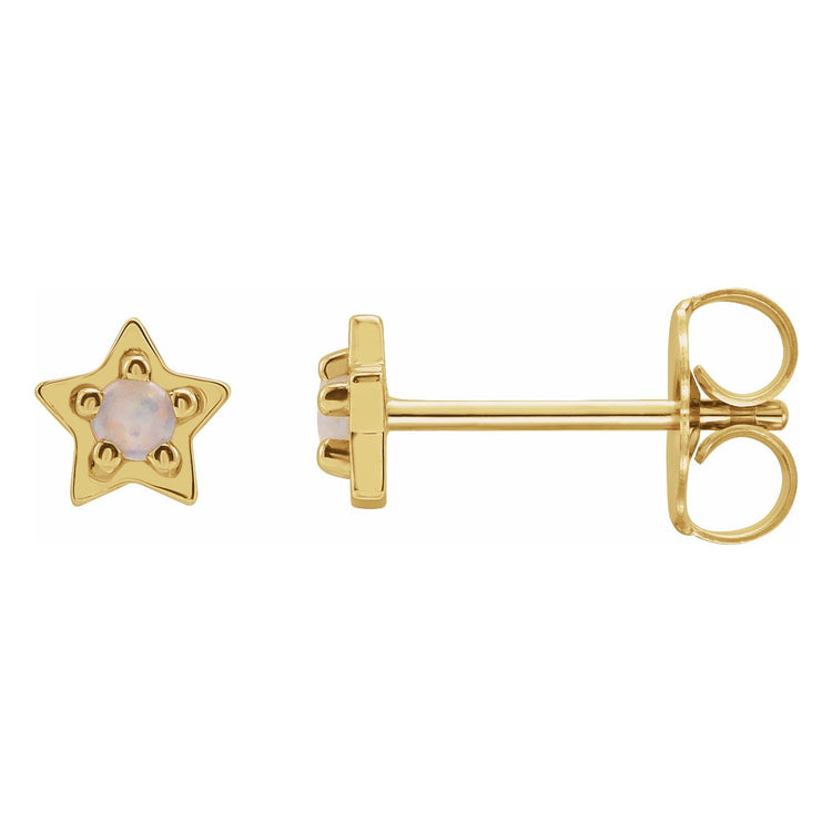 Opal Star Stud Gold Earrings
