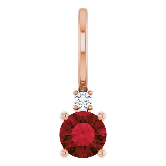 Mozambique Garnett & Natural Diamond January Birthstone Charm
