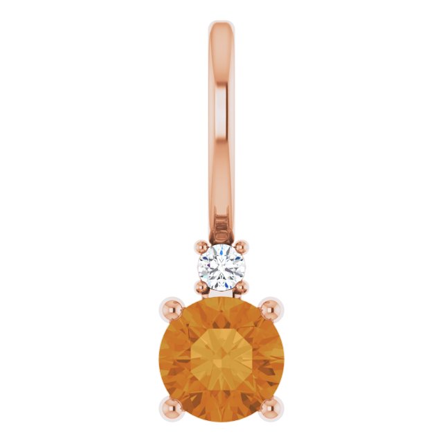 Citrine & Natural Diamond November Birthstone Charm