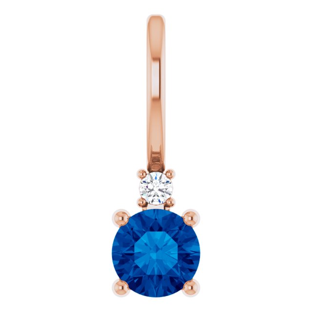 Blue Sapphire & Natural Diamond September Birthstone Charm