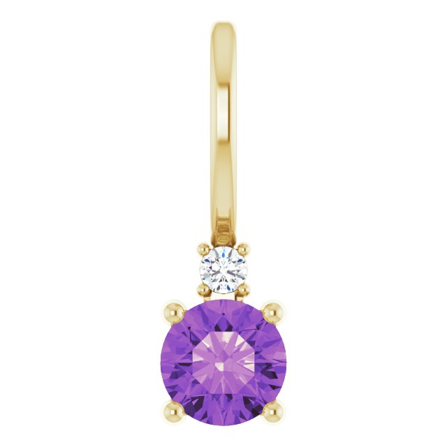 Amethyst & Natural Diamond February Birthstone Charm