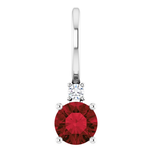 Mozambique Garnett & Natural Diamond January Birthstone Charm