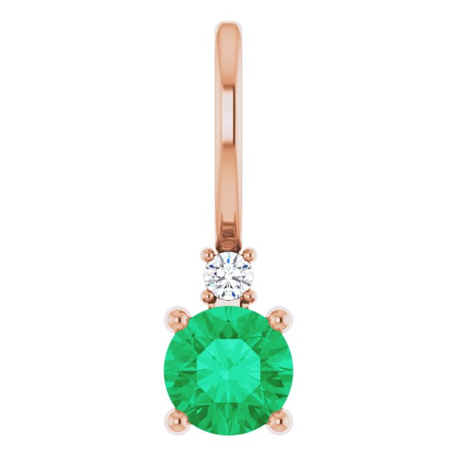 Emerald & Natural Diamond May Birthstone Charm