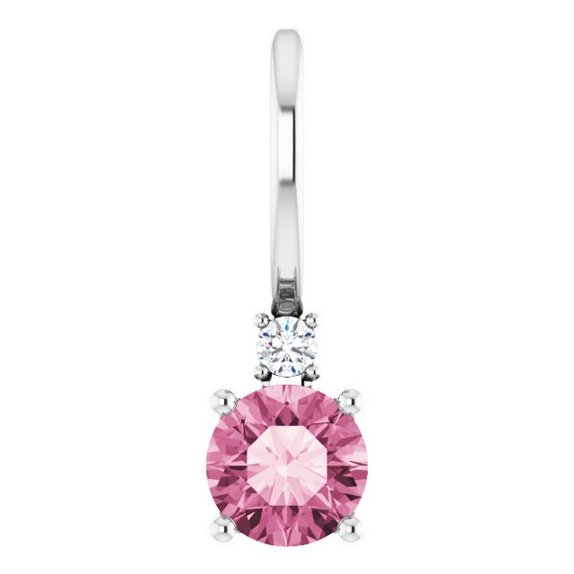 Pink Tourmaline & Natural Diamond October Birthstone Charm