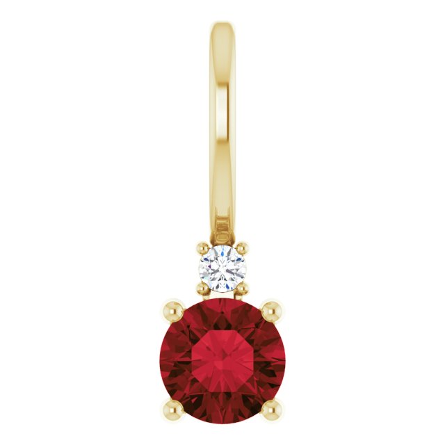 Mozambique Garnett & Natural Diamond January Birthstone Charm