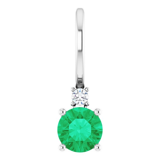 Emerald & Natural Diamond May Birthstone Charm