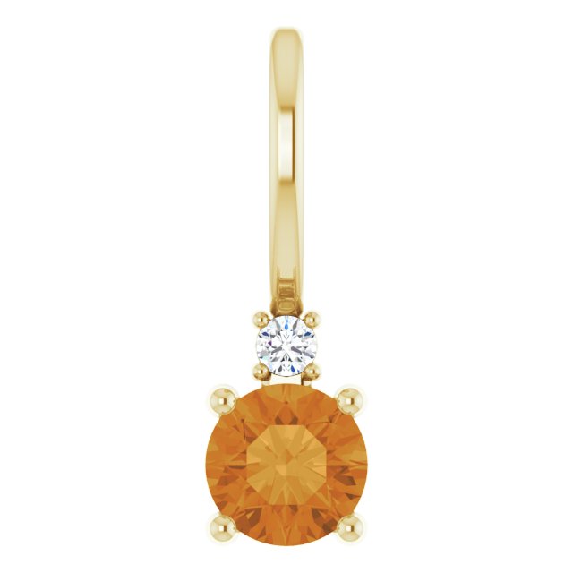 Citrine & Natural Diamond November Birthstone Charm