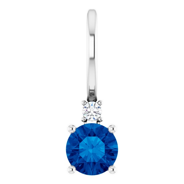 Blue Sapphire & Natural Diamond September Birthstone Charm