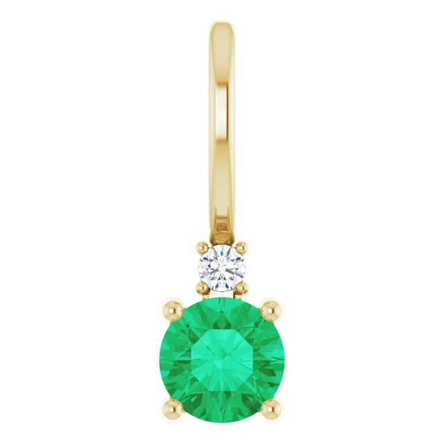 Emerald & Natural Diamond May Birthstone Charm