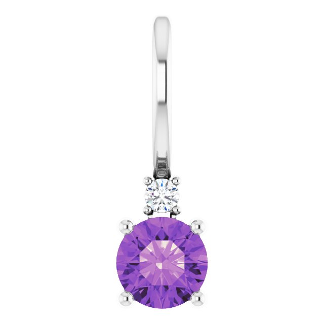 Amethyst & Natural Diamond February Birthstone Charm