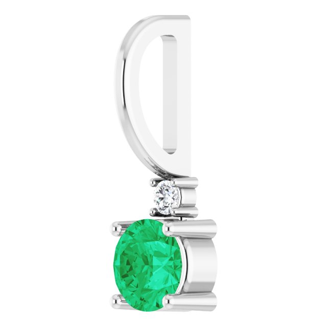 Emerald & Natural Diamond May Birthstone Charm