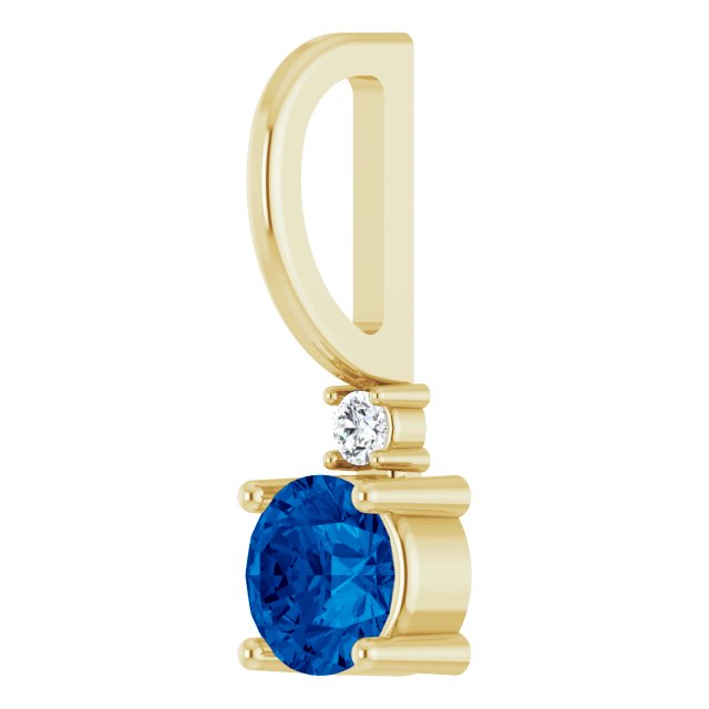Blue Sapphire & Natural Diamond September Birthstone Charm