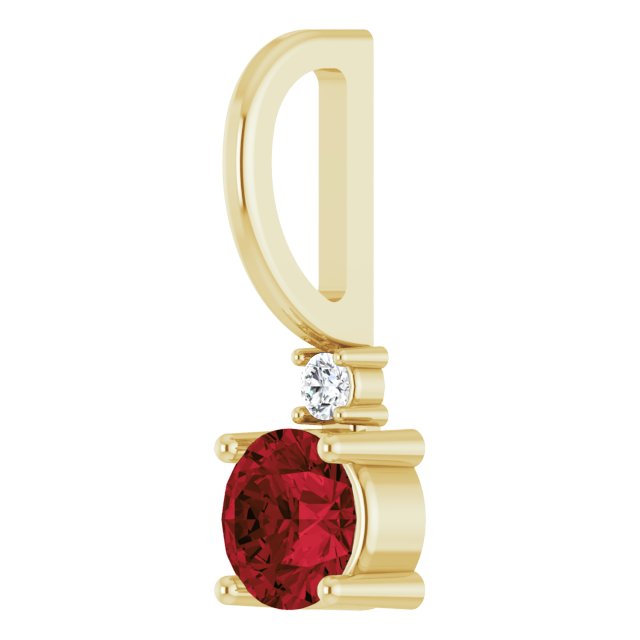 Mozambique Garnett & Natural Diamond January Birthstone Charm
