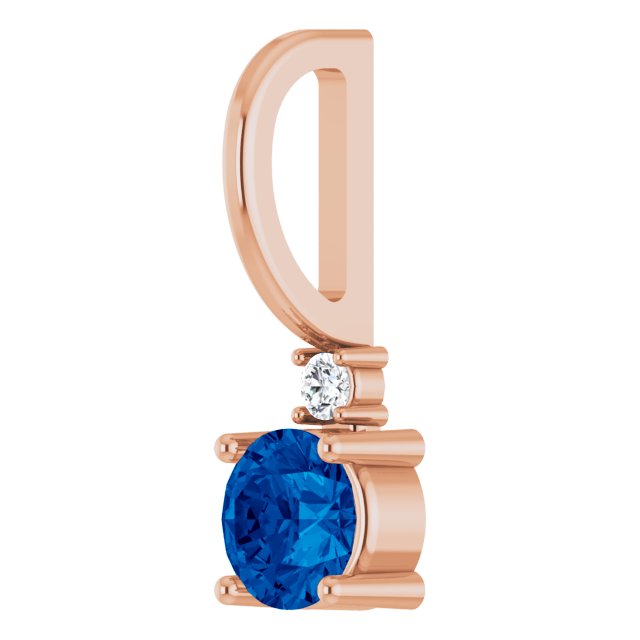 Blue Sapphire & Natural Diamond September Birthstone Charm
