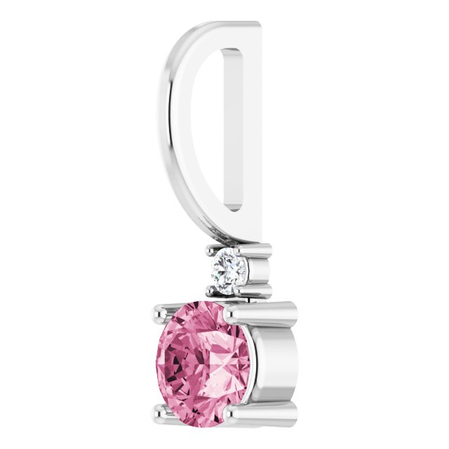 Pink Tourmaline & Natural Diamond October Birthstone Charm