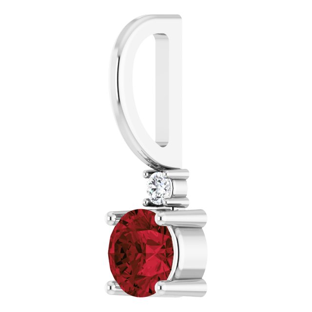 Mozambique Garnett & Natural Diamond January Birthstone Charm