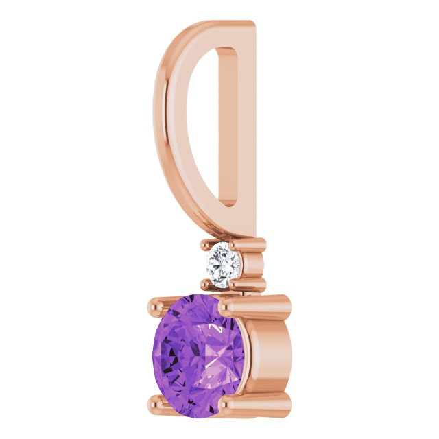 Amethyst & Natural Diamond February Birthstone Charm