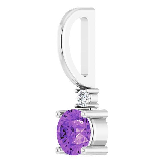 Amethyst & Natural Diamond February Birthstone Charm